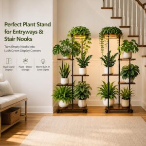 5-Tier Rolling Plant Stand with Grow Lights