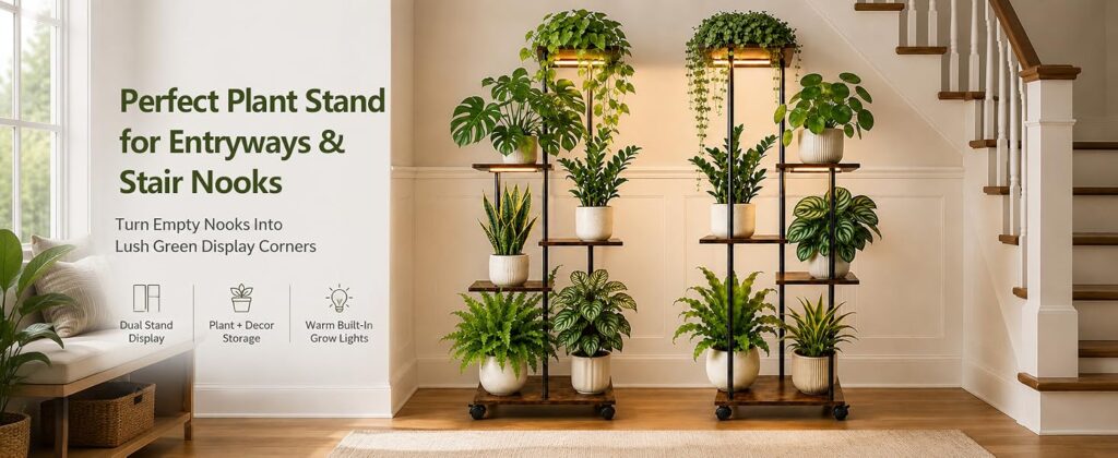 5-Tier Rolling Plant Stand with Grow Lights detail